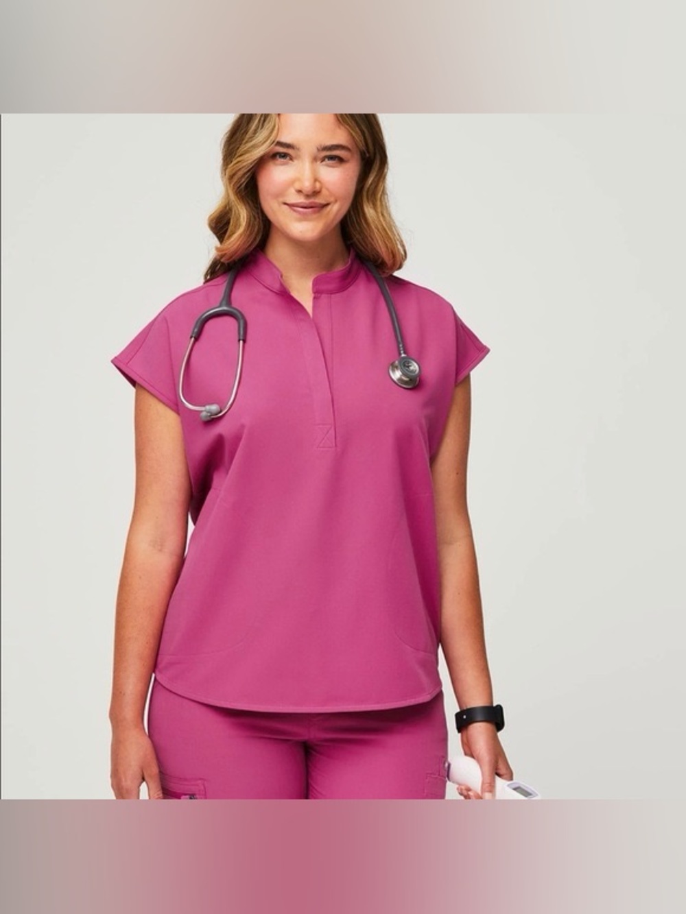 FIGS Rafaela Scrub Top in Electric Orchid